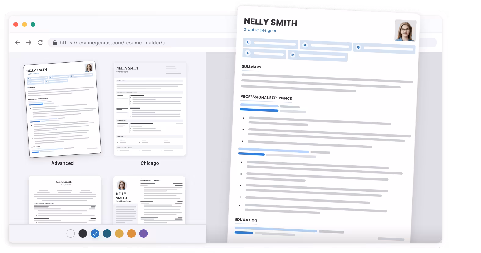 معاينة منشئ السيرة الذاتية